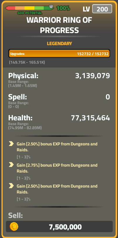 Ring Exp War Legend 7.75%